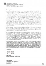 Carta de la Generalitat de Catalunya matitzant diferents aspectes sobre el Decret de Comercialització de carn de caça